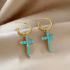 Pendientes Azules de Cruz de Nicho para Mujer 2026 Nueva Moda Retro Brazaletes para OrejasPendientes de Tachuela