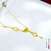 Nuevo Collar de Calabaza Hueca Dorado Brillante con Hielo Triturado y Borla Cadena Integrada Cadena de Clavícula Exquisita de Nicho Venta al por Mayor