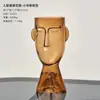 Jarrón de Vidrio con Máscara Creativa Europea Arreglo Floral Flores Secas Cultura del Agua Sala de Estar Mesa de Café Accesorios Abstractos para el Hogar Adornos