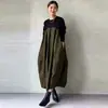 Vestido de punto patchwork simple de cuello redondo y manga larga, estilo japonés y coreano, 3 colores, nuevo para otoño e invierno 2026, transfronterizo de Rakuten, con bolsillos