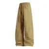 Calça Paracaidista Casual à Prova de Três Elementos Nova para Homens e Mulheres Estilo Hong Kong Solta com Múltiplos Bolsos Perna Reta Perna Larga Calça com Rebites Machete