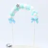 Festa Aniversário Bolo Decoração Bola de Pompom Bola de Pelo Arco Vestir Estéreo Arco-Íris Plug-in Coração de Menina Mesa de Sobremesa Renda
