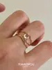 Anel de Pedra Calcedônia Imitação Estilo Francês Bolha Medieval para Mulheres, Elegante Retro de Alta Qualidade Luxo Leve Versátil Exquisito Tendência Joias