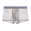 Atacado de Cuecas Masculinas Huajielong Cor Sólida Texturizada Seda de Gelo, Boxer Respirável de Cintura Média Tamanho Grande Masculino, Disponível para Dropshipping