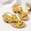 Sandalias de Tacón Alto Huecas con Hebilla de Metal de Comercio Exterior 2026 Verano Nuevas Talla Grande Tacón Grueso Ligeras Romanas Transfronterizas para Mujer