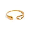 Pulseira Aberta em Aço Inoxidável Europeu e Americano Banhada a Ouro Real 18K com Brilho em Formato de Gota d'Água Estilosa de Nicho Elegante Joia de Mão de Alto Padrão para Mulheres