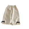 Pantalones Casuales para Niñas de Primavera y Otoño Moda Infantil de Moda Estilo Coreano Encaje Lazo Puntos Pantalones de Pierna Ancha