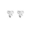 S925 Sterling Silver Retro Double-Layer Bow Brincos Para Meninas Doce Cool Estilo Nicho Design Fivela de Orelha de Metal Oco