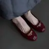 Sandalias estilo francés de charol con lazo, punta cerrada para mujer, nuevo modelo de verano, tira trasera poco profunda, zapatos Mary Jane elegantes y a la moda