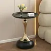 Mesa auxiliar de lujo ligera para sofá, mesa de centro pequeña para sala de estar, mesa auxiliar vintage, mesa de noche de hierro forjado, mesa redonda pequeña para balcón