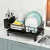 Escurridor de Platos Giratorio para Cocina con Portautensilios - Estante Escurridor de Platos Ahorrador de Espacio, Adecuado para Encimera, Lavavajillas, Fregadero, Organizador de Almacenamiento de Cocina