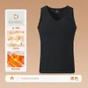 Chaleco Térmico Sin Costuras de Cuello en V para Hombre de 340g, Nuevo Estilo Otoño e Invierno, Chaleco Calentado para Hombre, Camiseta Interior sin Mangas