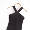 Comercio Exterior Al por Mayor Estilo Europeo y Americano Verano 2025 Elegante Ajustado Elástico Sin Mangas Cuello Halter Vestido Corto para Mujer L2865