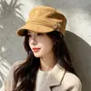 Nueva colección de otoño e invierno: sombrero de moda retro de gamuza de ala plana estilo ecuestre, gorra casual tipo pico de pato que hace que tu cara se vea más pequeña, sombrero de pintor elegante