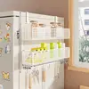 Estante de Almacenamiento Lateral para Refrigerador, Organizador de Cocina Multifuncional, Estante con Ganchos Multicapa sin Taladro