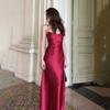 Yj23660 Nueva Falda Larga Sexy de Otoño para Mujer, Elegante Vestido Ajustado de Satén con Tirantes y Dobladillo A, Sin Espalda para Mujer