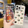 Estilo Nórdico Popular Lindo Oso Manzana 17Pm Funda Espejo iPhone 15 Agujero Grande Lazo Corazón Funda para Teléfono
