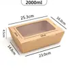 Caja de almuerzo desechable de papel kraft engrosado con tapa abatible, caja de embalaje para llevar, sushi, ensalada, pollo frito, caja de almuerzo de papel kraft con ventana