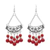 Aretes Bohemios con Borlas Turquesa para Mujer, Versátiles Retro Étnicos de Yunnan Exóticos
