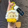 Novo chaveiro de ovelhinha de crochê de pelúcia com tema de sorvete, mascote fofo de ovelha do zodíaco em desenho animado, pingente para bolsa de casal