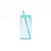 Vaso de vidrio de borosilicato alto transparente simple tipo mason de 16 oz con tapa de color de plástico para sublimación transfronterizo vaso con pajita esmerilado