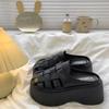 Medias Zapatillas Cerradas de Plataforma con Suela Gruesa para Aumentar Altura para Mujer, Sandalias de Playa con Diseño Hueco de Moda Verano 2025