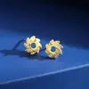Pendientes de Plata de Ley S925 con Engaste Vacío para Piedra, Redondos de 4 mm, Moda de Lujo Ligero DIY Incrustados con Cristal Huazi Engaste de Diamante para Mujer
