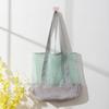 2025 Primavera y Verano Nuevo Bolso Satchel de Malla de Gran Capacidad Calado Malla Lona Empalmada Bolso de Hombro Satchel Bolsa de Compras