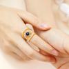 Anillo Abierto de Plata S925 con Estrella, Incrustaciones de Azul Klein y Lapislázuli para Mujer, Diseño Hueco de Alta Gama Vintage Hy