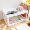 Prateleira Organizadora de Papelaria Multifuncional Simples para Mesa Suporte para Laptop Prateleira de Armazenamento de Camada Dupla para Mesa