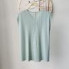 Calidad de Counter Producto Nuevo de Verano Versión Básica Elegante con Pliegues Talla Grande Casual Holgado Cuello en V Chaleco de Moda Camiseta