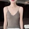 Nuevo 100% Alta Calidad Lana Imitación Tirantes Ajustables Adorno de Encaje Hermosa Espalda Camisola Camisola Francesa Cuello en V