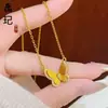 Tienda de Oro Mismo Estilo Collar de Corazón Picado Chapado en Oro Alta Retención de Color Floral Mariposa Moneda de los Cinco Emperadores Collar Venta al por Mayor