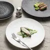 Plato Cerámico con Patrón de Piedra Esmerilada, Plato Bajo de Alta Gama, Plato Grande Occidental para Cena, Plato para Bistec, Plato Redondo Escandinavo, Plato Plano, Lujo Accesible