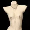 Pinças de Mamilo com Laço e Pedras Cheias Estilo Europeu e Americano, Corrente Corporal Sexy, Joias Corporais para Meninas Badass de Boate Venda por Atacado
