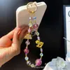 Cadena para Teléfono Móvil de Unicornio Cadena Colgante de Carrusel de Aleación Cadena para que la Princesa se Haga Rica Cuentas de Pan de Oro Cordón de Cristal para Teléfono Móvil