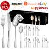 Juego de vajilla de acero inoxidable 1010 de Amazon para regalo transfronterizo, vajilla de regalo, juego de cuchillo, tenedor y cuchara para carne estilo occidental, 24 piezas