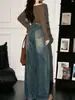 Pantalones vaqueros retro de pierna ancha estilo coreano para mujer, nueva colección otoño/invierno 2026, con bordado, corte holgado, efecto adelgazante y un diseño versátil de pierna recta.