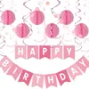 Decoraciones para Fiesta de Cumpleaños Laipai Pancarta Bola de Panal Tema Feliz Cumpleaños para Niños Decoraciones de Fiesta Suministros para Fiesta