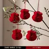 Farolillos Pequeños Recubiertos de Terciopelo para Decoración de Año Nuevo, Farolillos Rojos Estilo Chino para Uso Festivo en Exteriores, Adornos Colgantes del Festival de Primavera