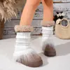 Otoño Invierno 2025 Nuevas Botas de Nieve de Piel para Mujer Suela Gruesa que Aumenta la Altura Felpa Adicional Cálida Calcetines de Punto Holgados Botines Cortos Zapatos de Algodón para Mujer