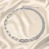 Collar de doble capa con textura de metal que combina con todo, estilo europeo y americano, para mujer, collar corto de alta calidad con cadena de clavícula.