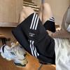 Shorts Esportivos Listrados Bordados Masculino Verão Finos Largos Retos Casuais Comprimento Médio Marca Tendência Estilo Americano Cachorro Bonito Shorts