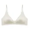 Lingerie Francesa Decote Profundo Sem Costura para Mulheres com Seios Pequenos Cetim Toque de Luxo Alças Finas Costas Bonitas Verão Sutiã Triângulo Fino