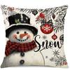 Funda de Almohada Personalizada Popular de Invierno Navideño con Estampado de Muñeco de Nieve y Árbol de Navidad Funda para Cojín de Sofá Dormitorio