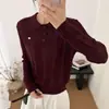 Suéter de punto calado con cuello polo para mujer, nuevo estilo otoño 2026, prenda exterior holgada, camiseta básica interior, suéter de punto