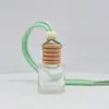 Frasco Cilíndrico 13mm 8ml com Tampa de Madeira de Lótus Cinco Linhas e Cordão Colorido, Difusor de Aroma para Retrovisor de Carro Frasco Vazio Ornamento Pendurado DIY Personalizado Atacado