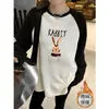 Camiseta de Manga Larga Raglán Industria Pesada para Mujer Otoño e Invierno 2024 Nuevo Diseño de Terciopelo Sentido Estudiantil Estilo Perezoso Top Holgado Tendencia