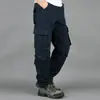 Macacão Novo de Primavera e Outono Masculino Solto Plus Size Reta Casual Calças de Trabalho com Vários Bolsos Marca da Moda Calças de Proteção para Homens