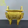 Caldeirão de bronze para acumulação de riqueza, caldeirão quadrado de bronze, prosperidade por milhares de anos, decoração de escritório, ornamento de caldeirão para inauguração de loja, queimador de incenso artesanal